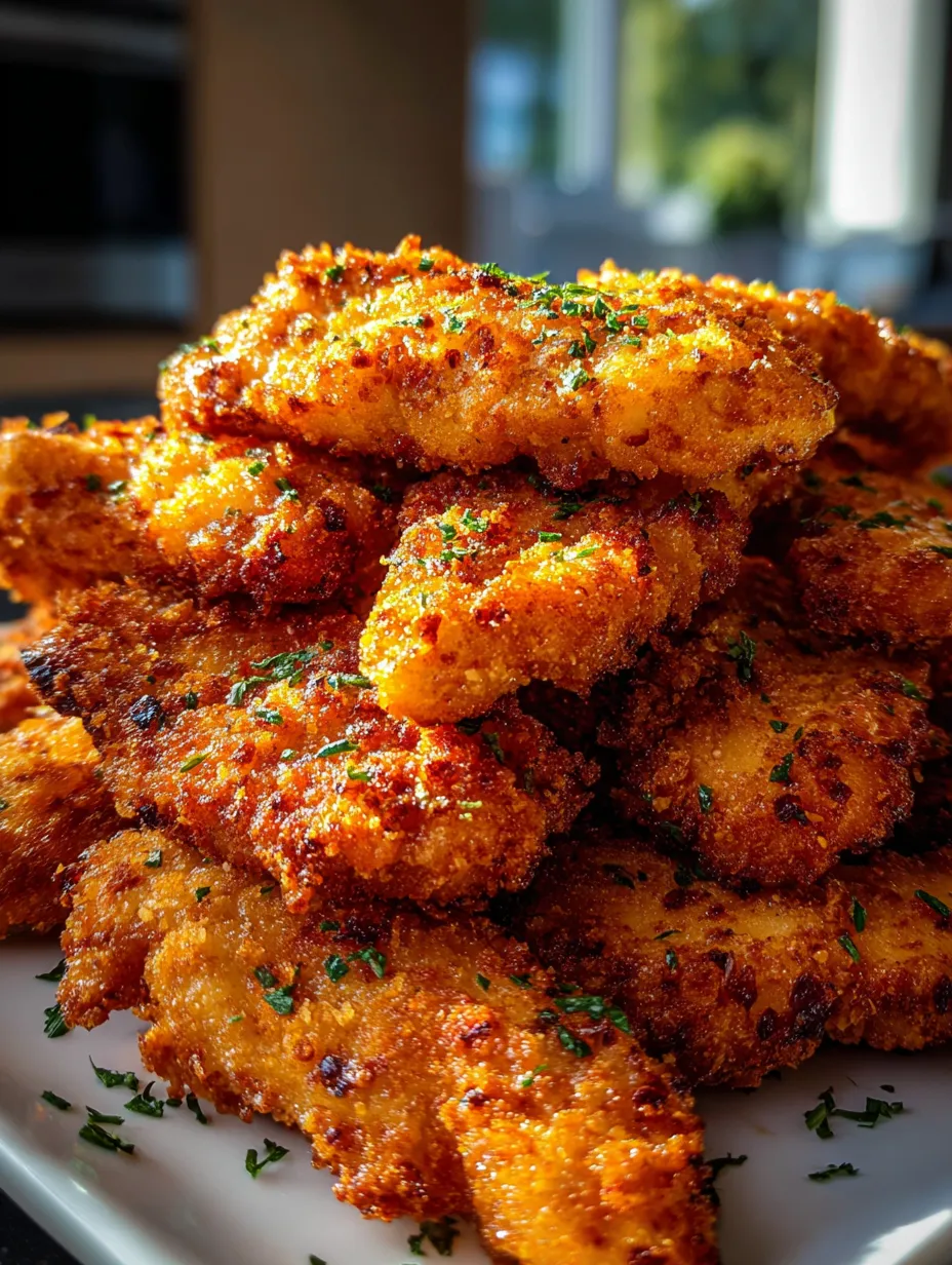 Un plato con pollo frito y hierbas encima.