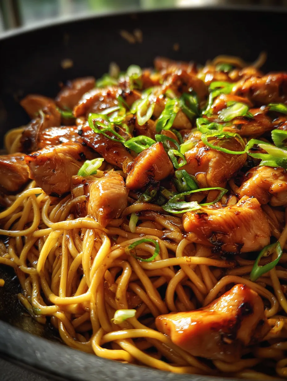 Un plato de comida con carne y fideos.
