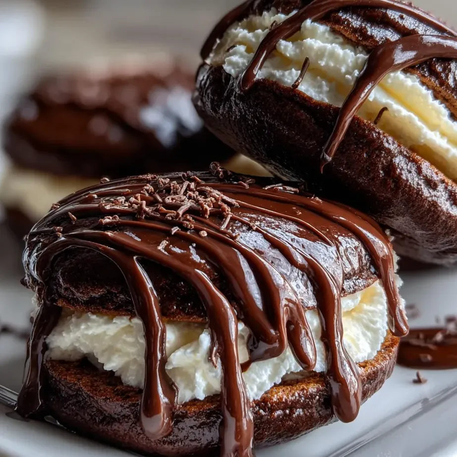 Galleta con chocolate y crema blanca encima.