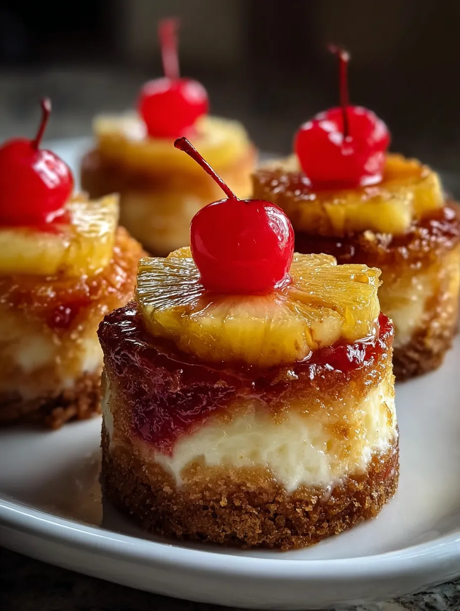 Un plato con postres pequeños y cerezas encima.