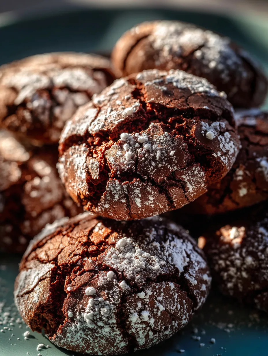 Galletas de chocolate espolvoreadas con azúcar blanca.