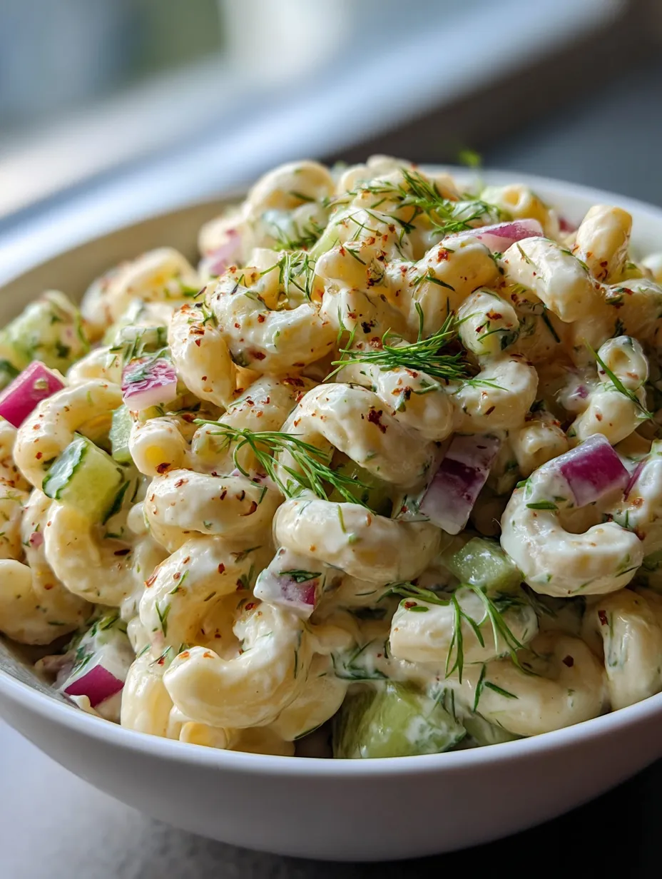 Un bowl de ensalada de pasta con verduras.