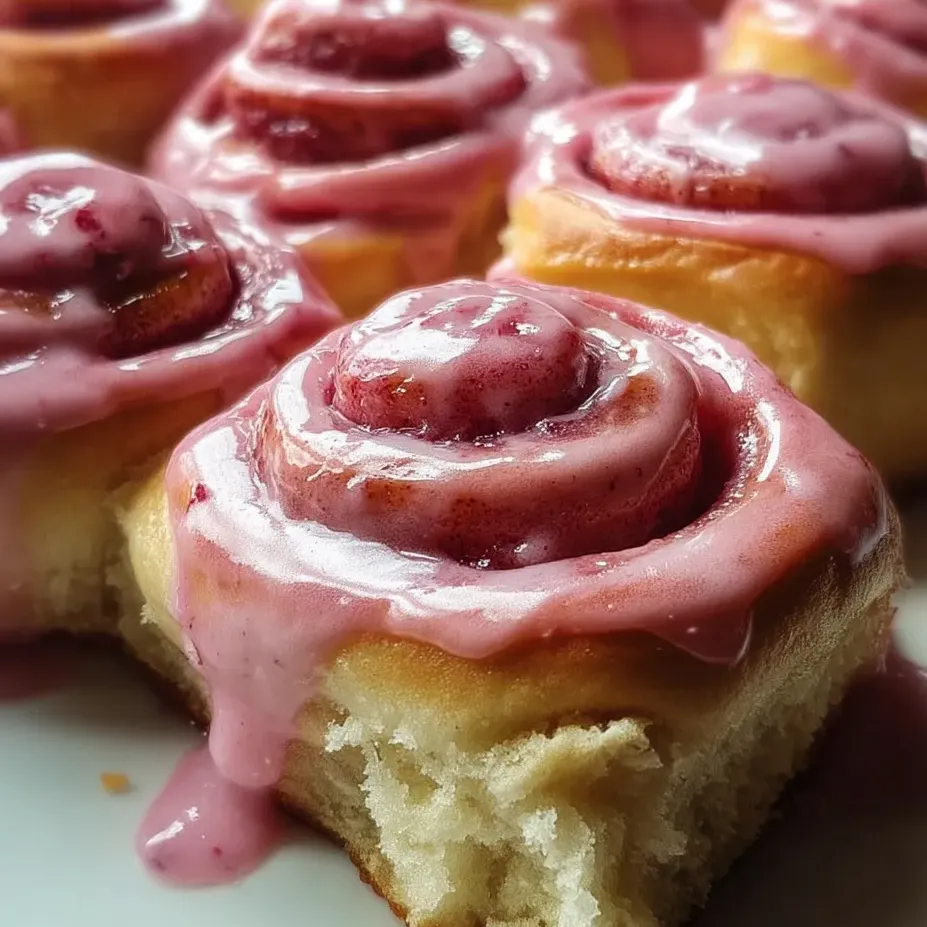Un rollito con glaseado rosa y violeta en espiral.