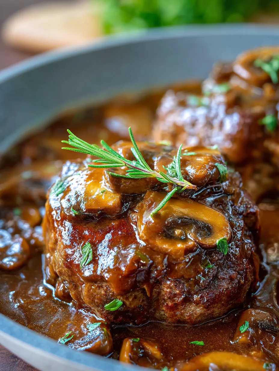 Un bowl con carne, champiñones y hierbas.
