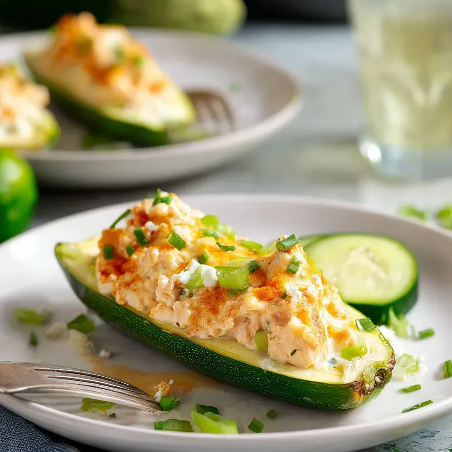 Un calabacín con una salsa cremosa encima.