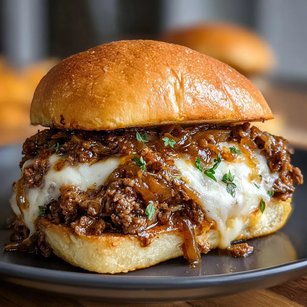 Un sándwich con queso, chucrut y filete en un plato.
