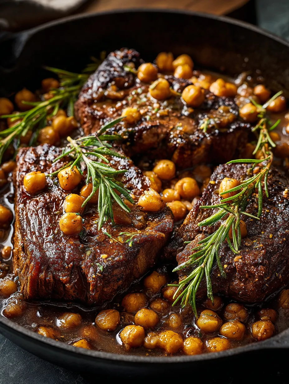 Carne de res con especias en una sartén.
