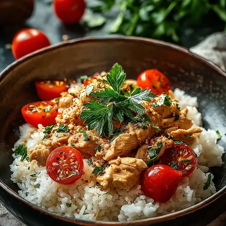 Un bol con arroz y tomates.