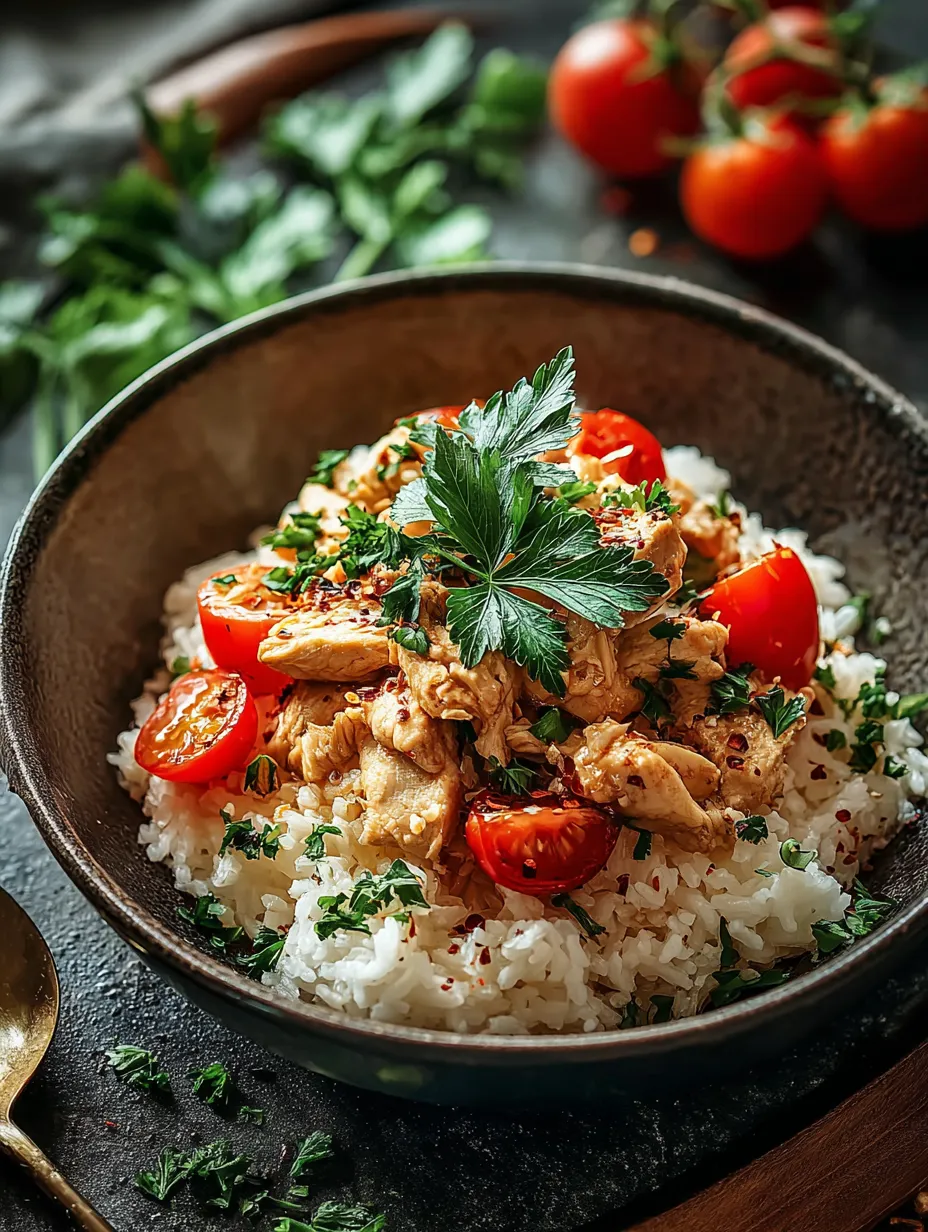 Un bowl con arroz y tomates.