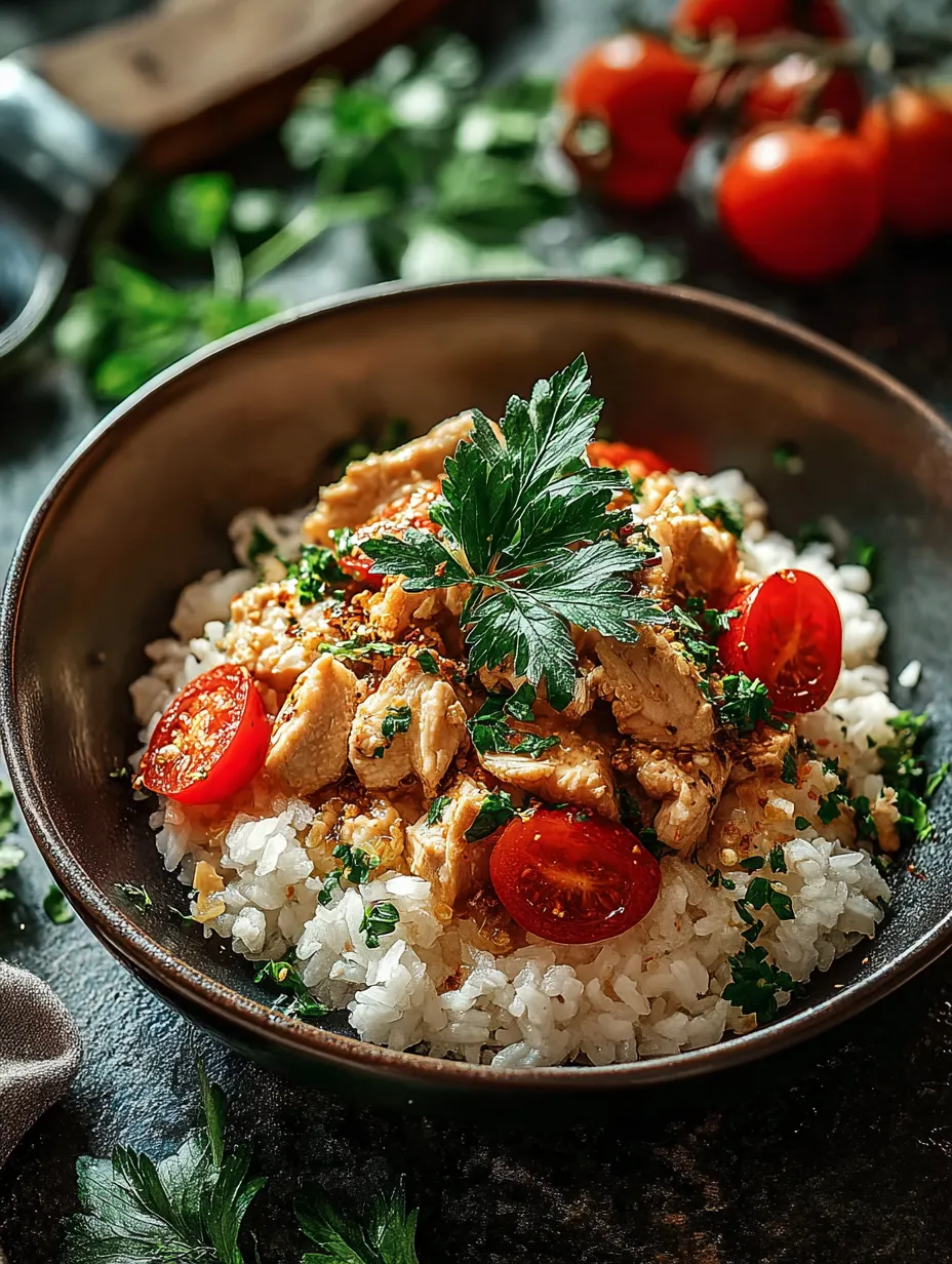 Un bowl con arroz y tomates.