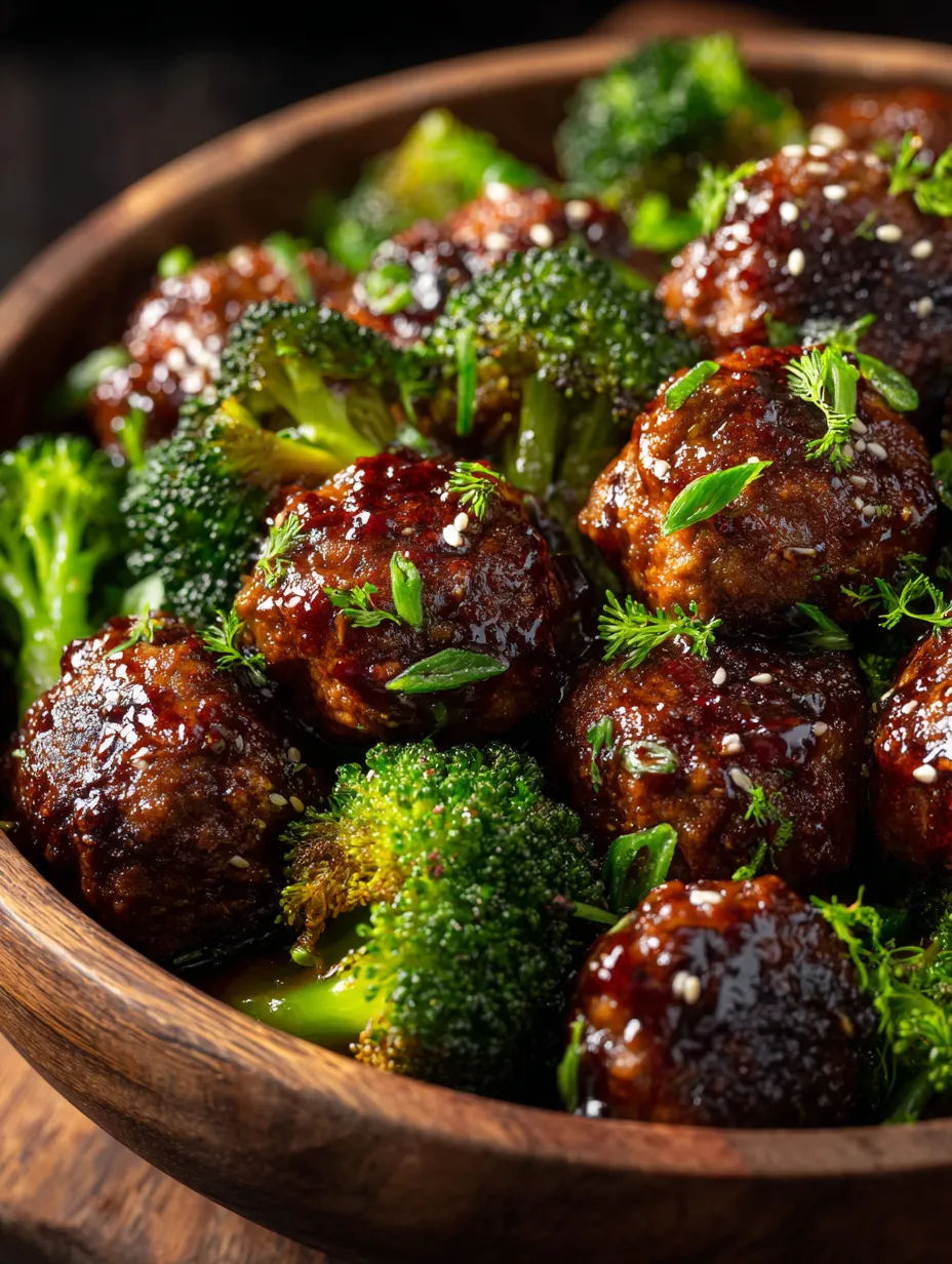 Un bol de madera con carne, cebolla y brócoli mezclados.