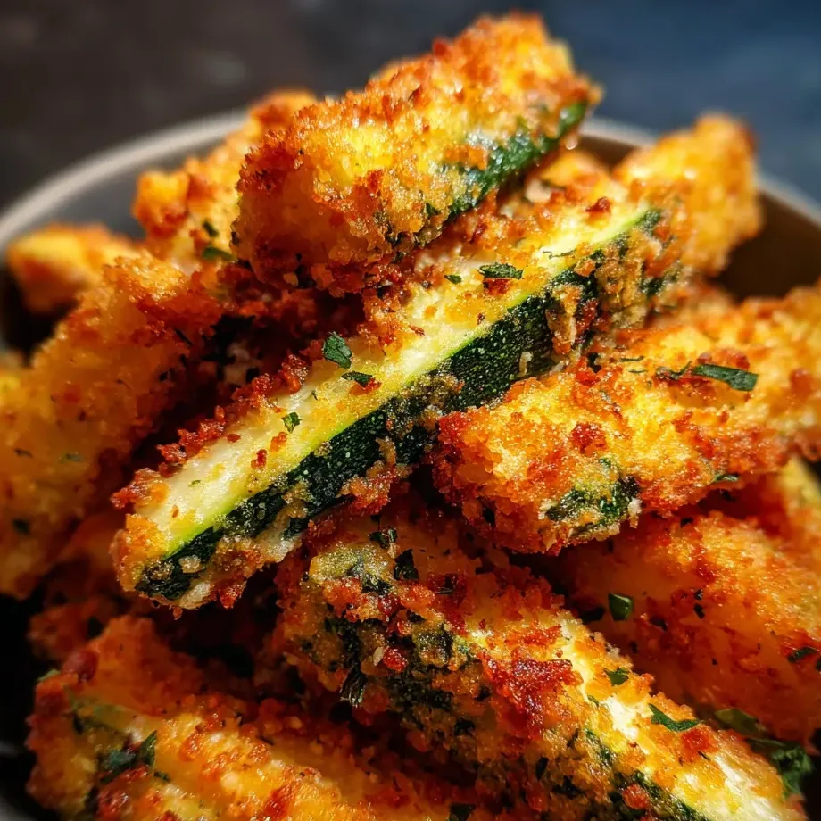 Foto de palitos de zucchini servidos en un bol o plato.