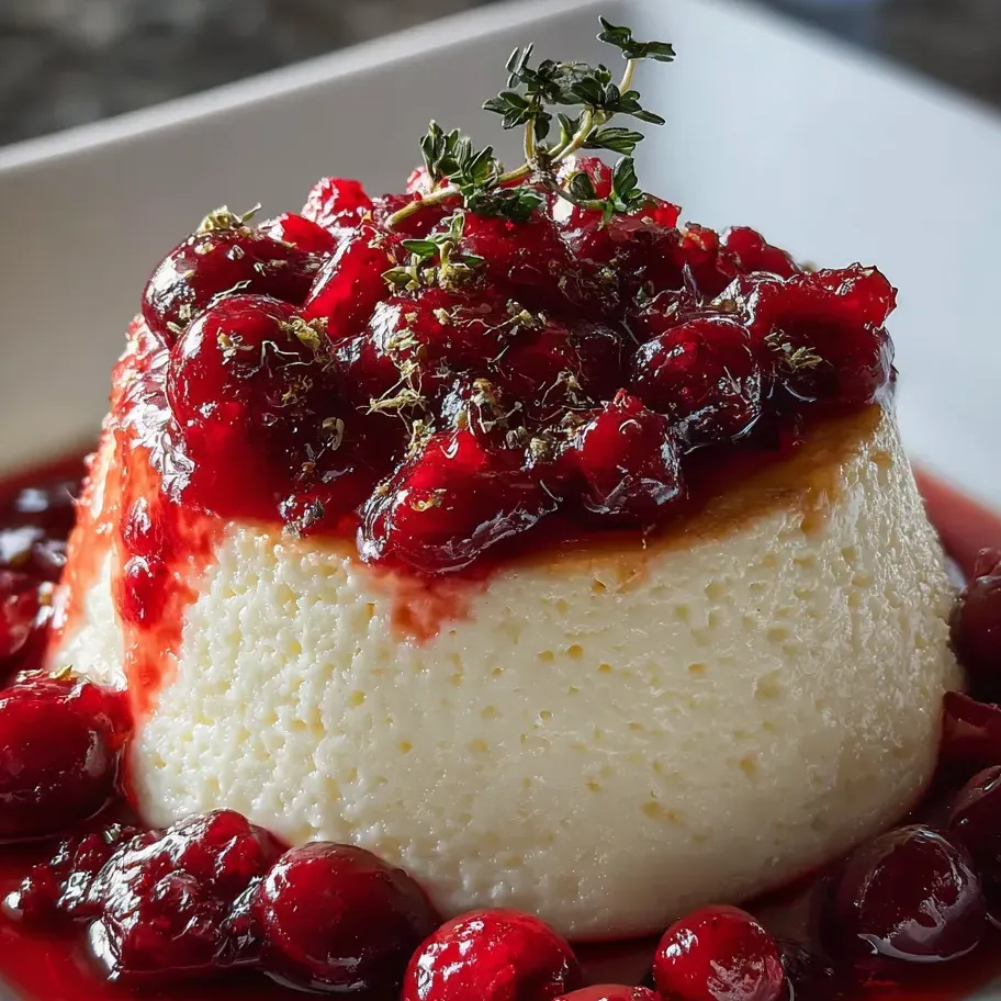 Un postre cremoso en una bandeja blanca, decorado con frutos cítricos y bayas.