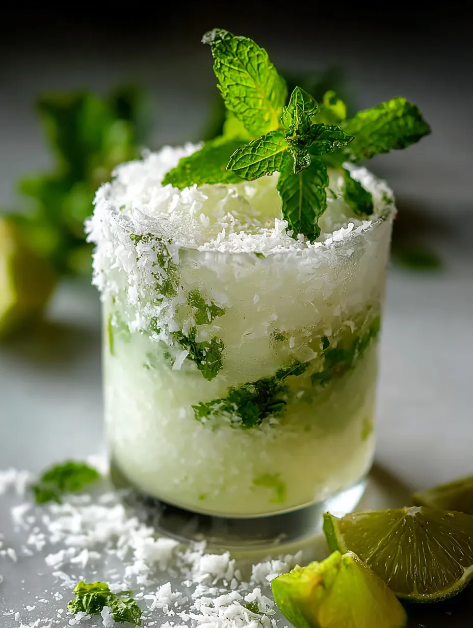 Un vaso con limonada y menta mezcladas.