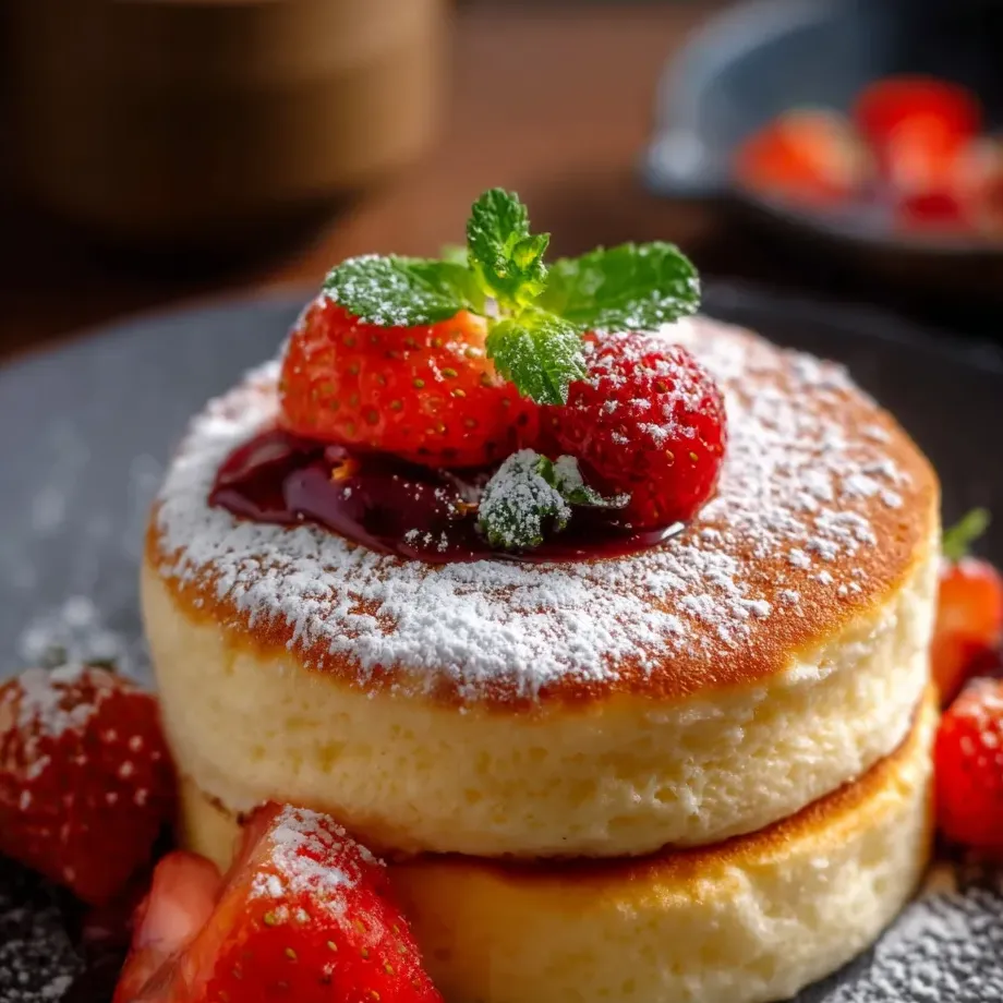 Una fresa madura con bolita de crema encima, todo en un plato.