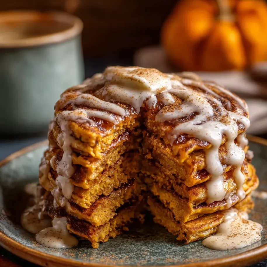 Un plato de pancakes decorados con azúcar y mantequilla.