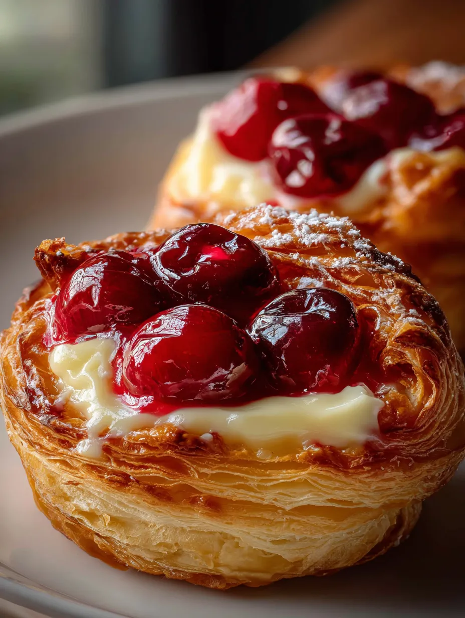 Una galleta con relleno de cereza y crema de vainilla.