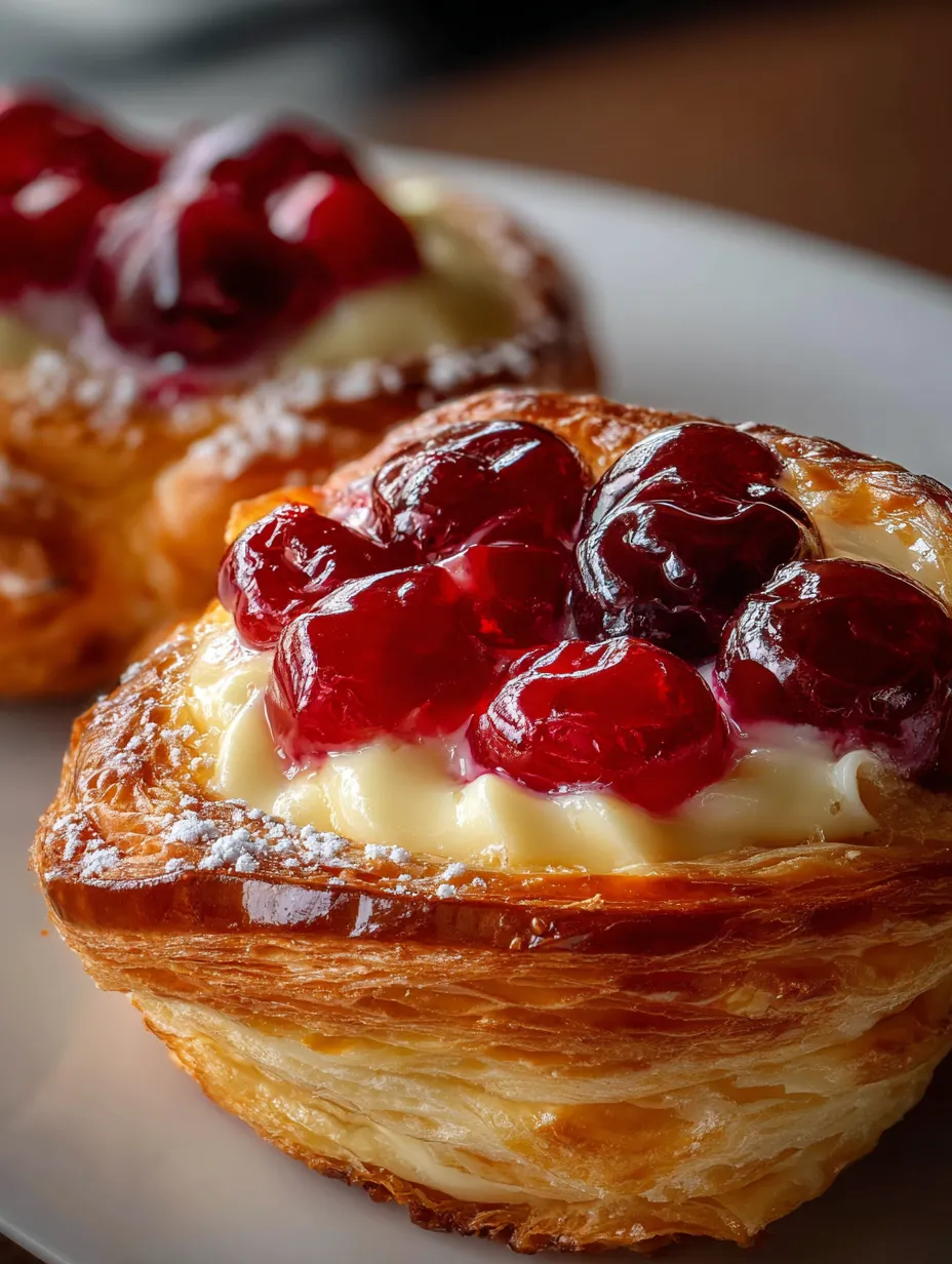 Un plato blanco con dos pastelitos decorados con limón y nata montada.