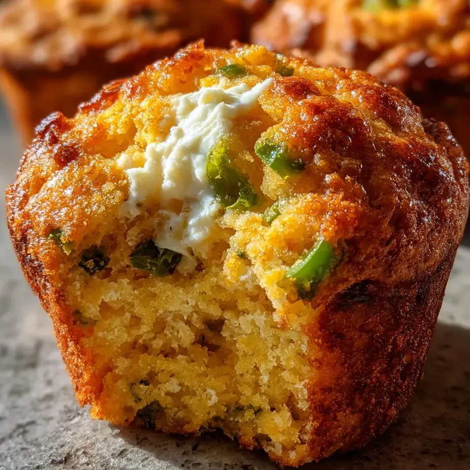 Un muffin con queso blanco y cebollitas verdes sobre la mesa.