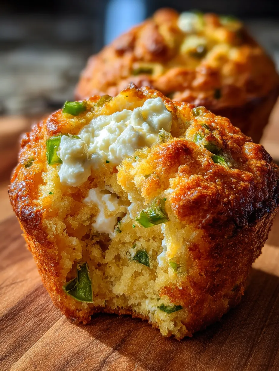 Un muffin con cebollines verdes y queso.