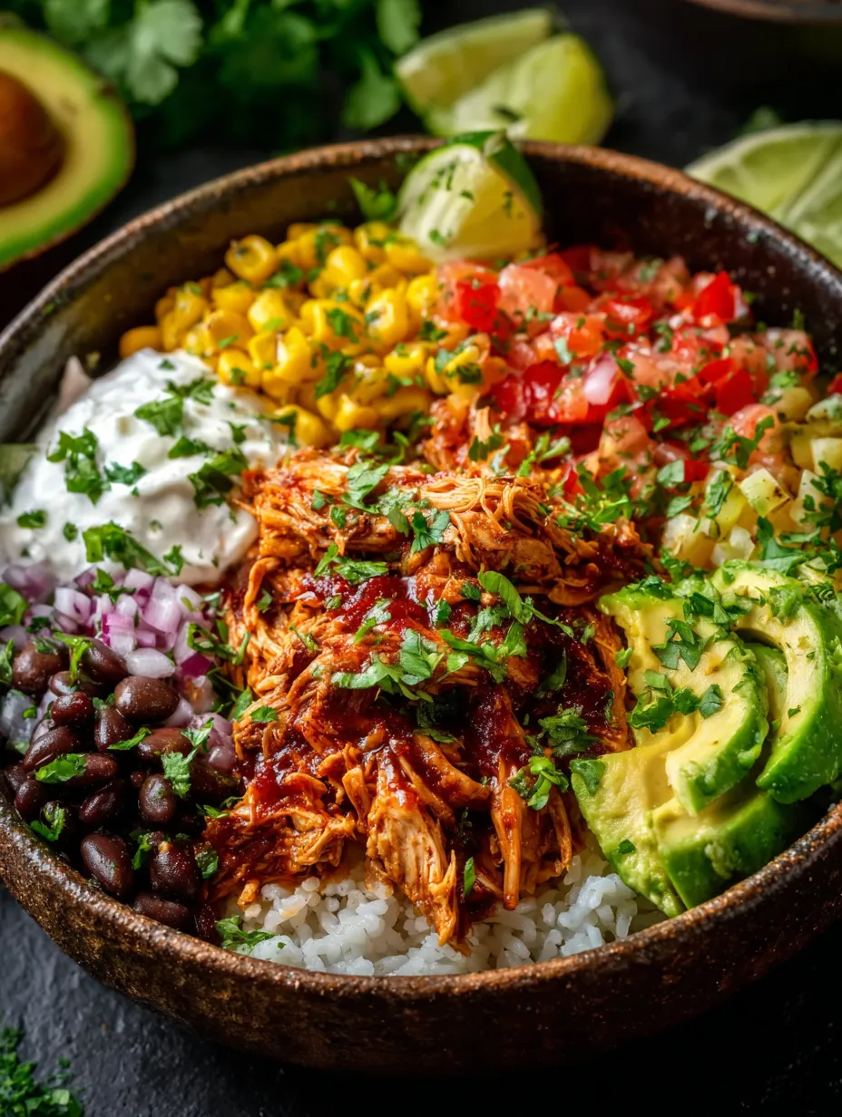 Un cazo grande y negro con arroz, papas, aguacate, tomate, lima, cilantro, frijoles y pollo todo mezclado.
