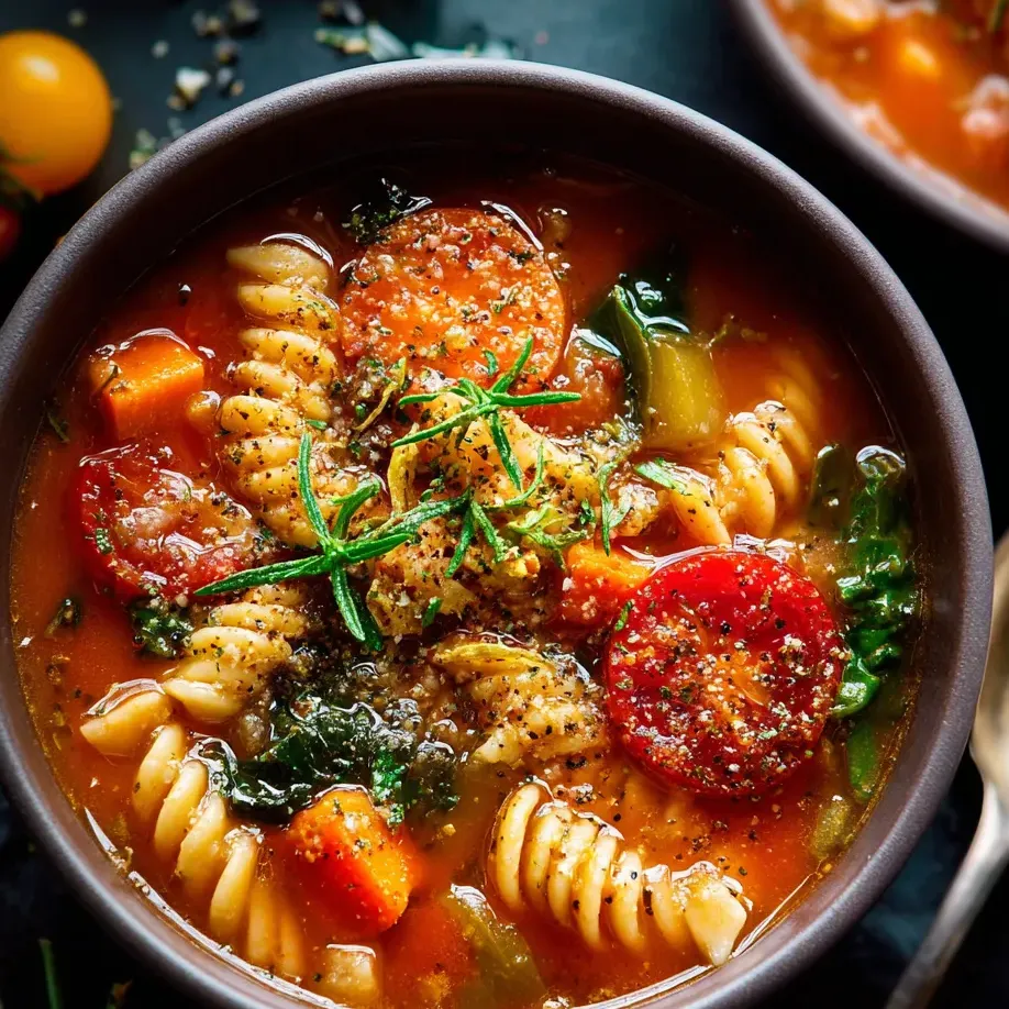 Un vaso de pasta, tomate, cebolla y papas.