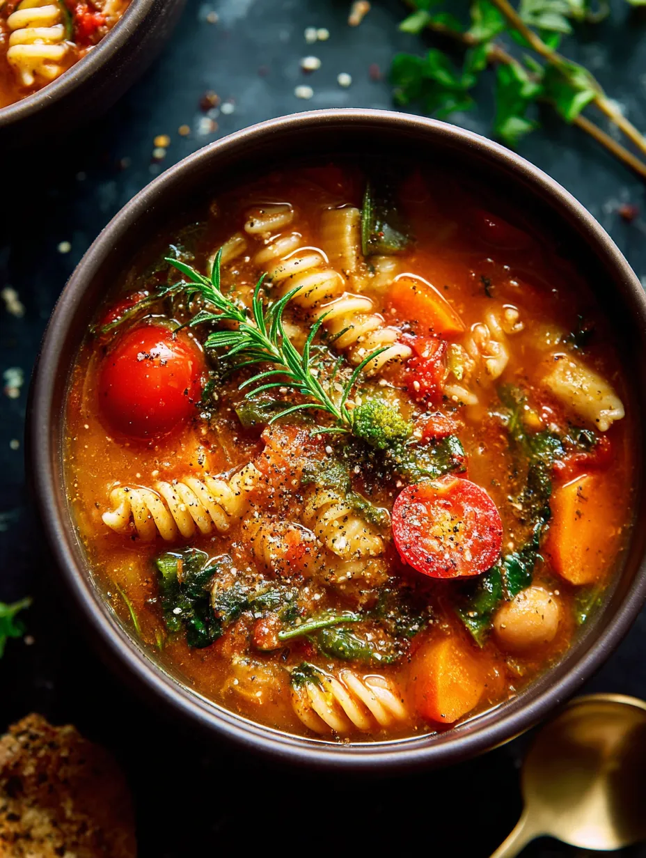 Olla con pasta, tomate, cebolla y patata.