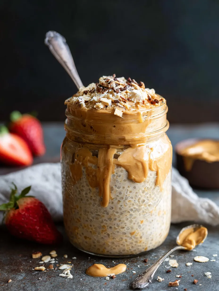 Un vaso con sopa de fideos decorada con nueces y chocolate.