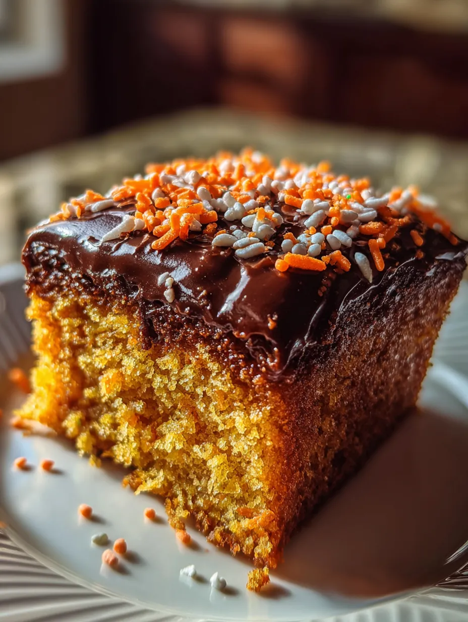Porción de bizcocho con glaseado de chocolate puesta en un plato blanco.