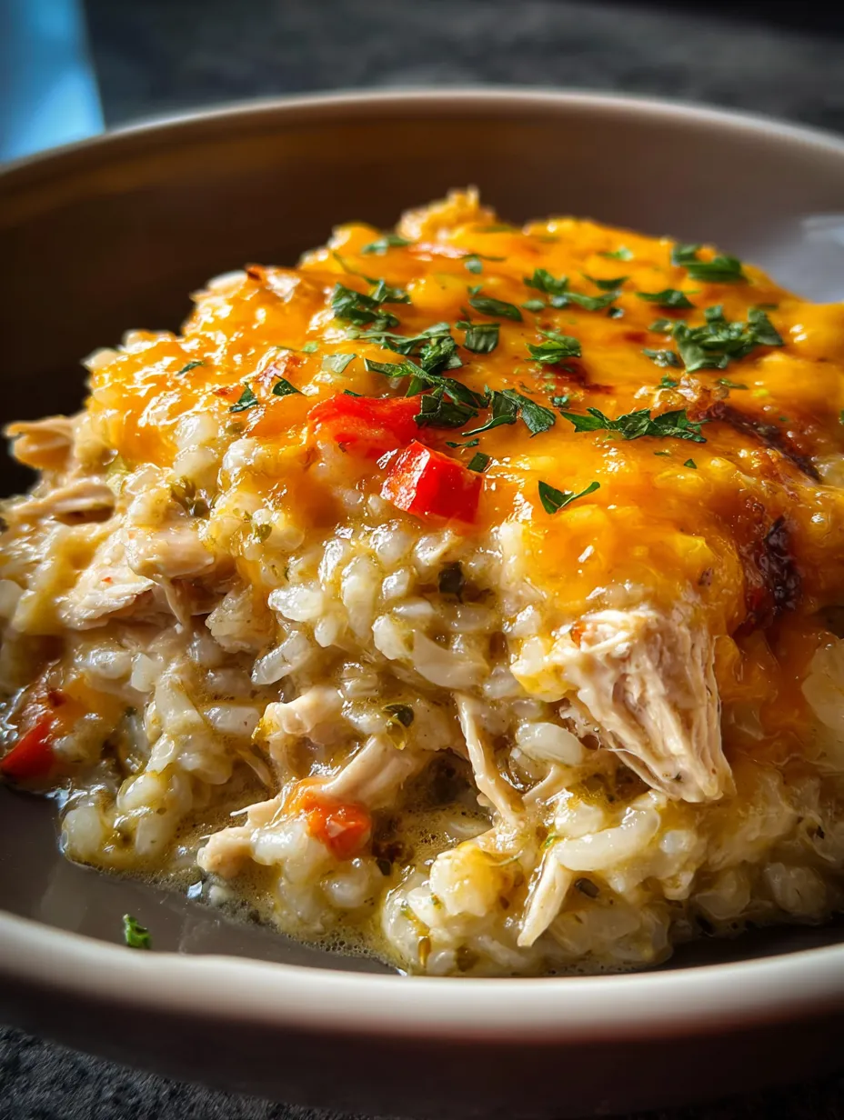 Una mezcla cremosa de arroz, hierbas, queso y cebolla.