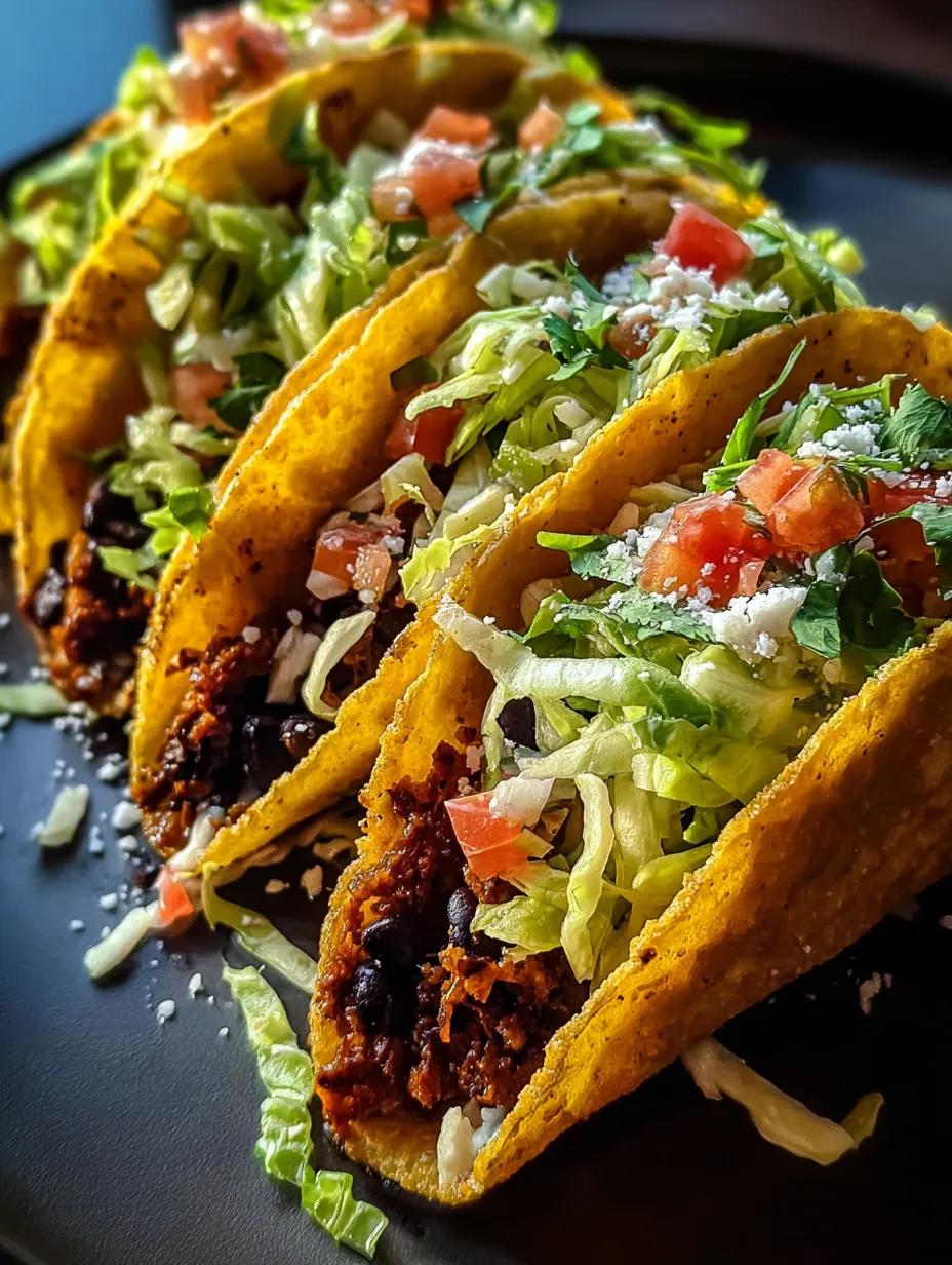 Dos tacos con lechuga y tomate sobre la mesa.