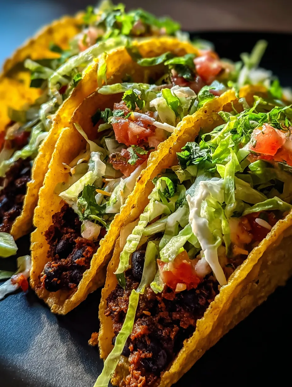 Dos tacos con lechuga verde y tomate sobre una mesa.