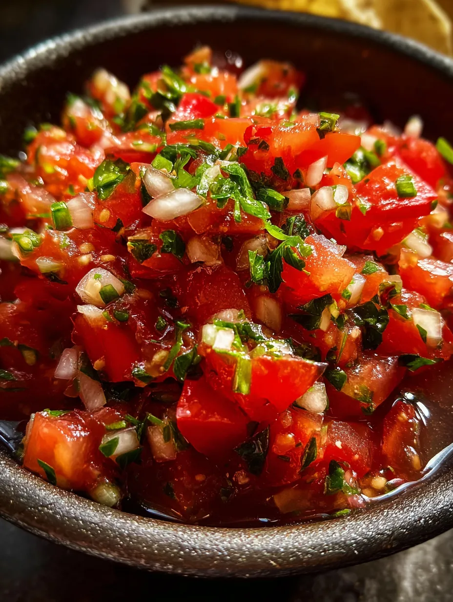 Un tazón con mezcla de tomate, cebolla, ají y ajo.