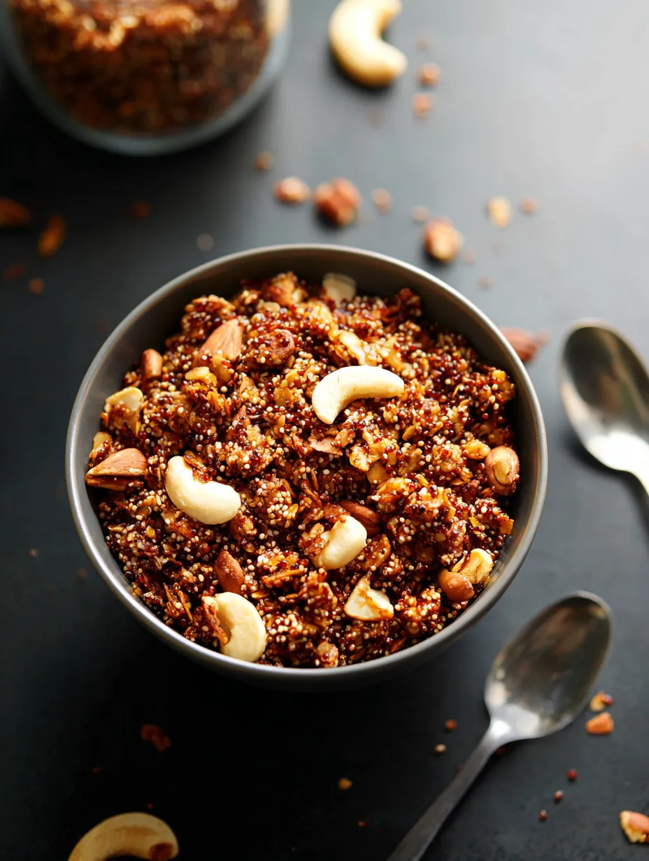 Un cuenco lleno de nueces y semillas tostadas apoyado sobre una mesa.