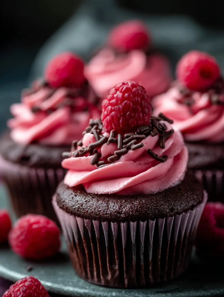 Un pastel de chocolate con relleno de frambuesa y cobertura de chocolate.