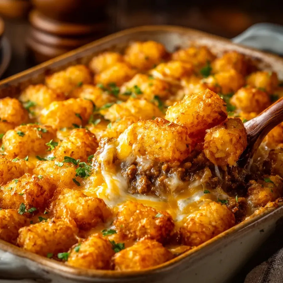 Un plato lleno de tater tots cocidos en una olla.