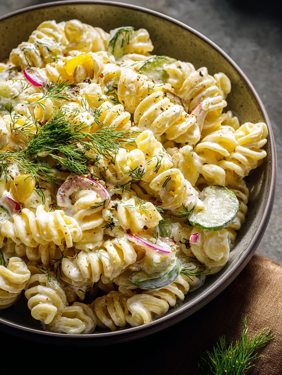 Una olla grande, brillante, llena de pasta, calabacín, tomates, cebollas y ajo.