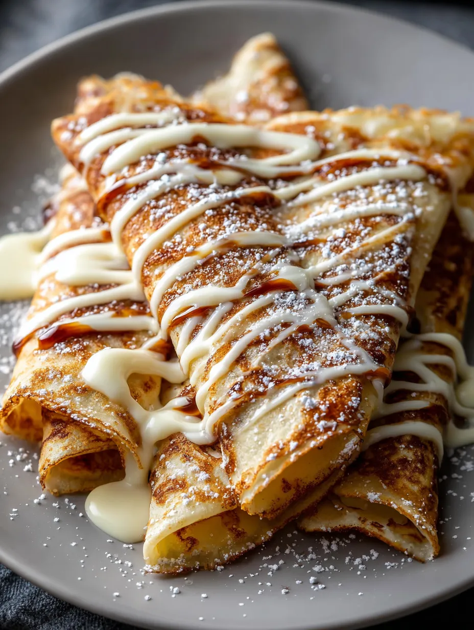 Un plato de pancakes untados con mantequilla y azúcar.
