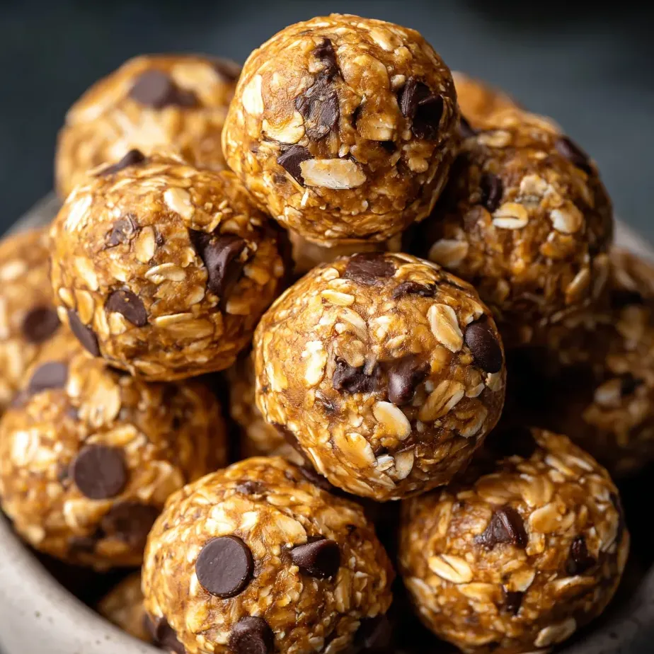 Una bolita blanca con trocitos de nuez y chocolate.