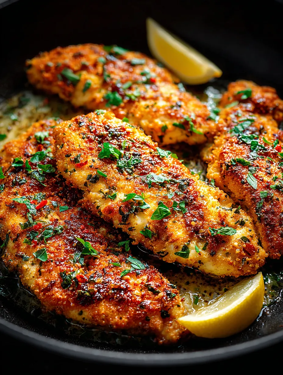 Un bol con trozos de pechuga de pollo asados, decorados con perejil y limón.