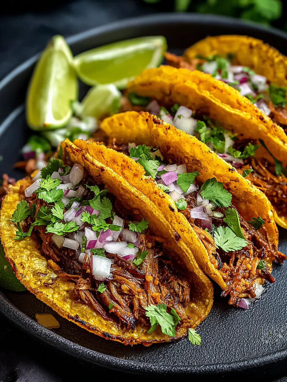 Un taco oscuro con papas claras y cebollitas verdes por encima.