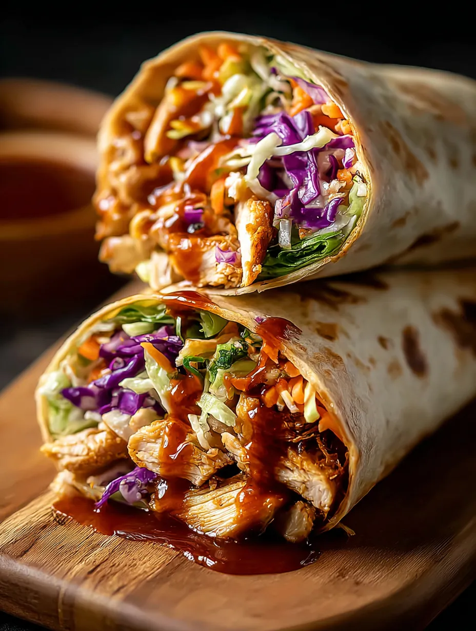 Un sándwich de pollo y salsa sobre una mesa.
