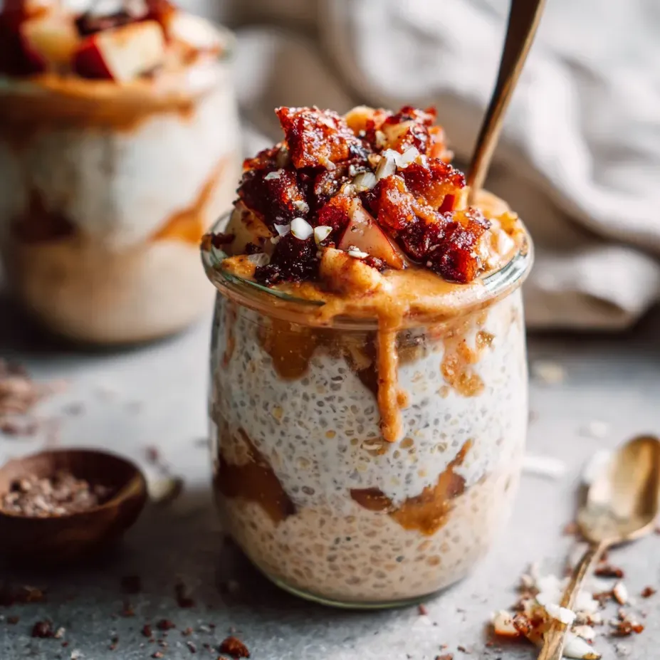 Un vaso repleto de avena, trozos de manzana y mucha canela.