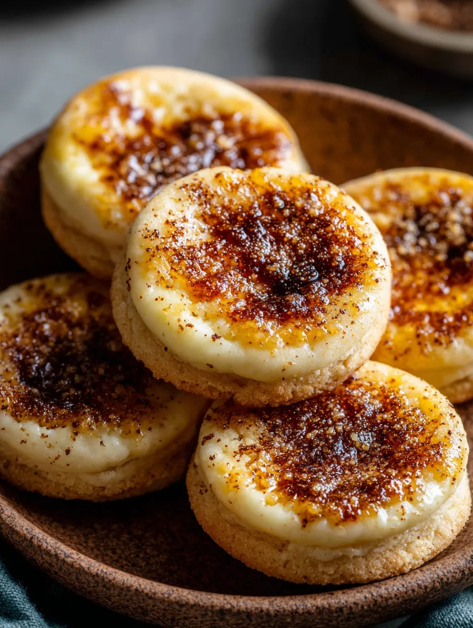 Una galleta de masa blanca con superficie lisa y por encima caramelo derretido.