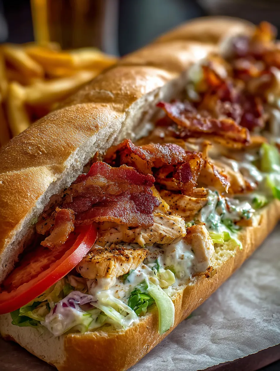 Un bocadillo con bacon, tomate, lechuga y mayonesa.