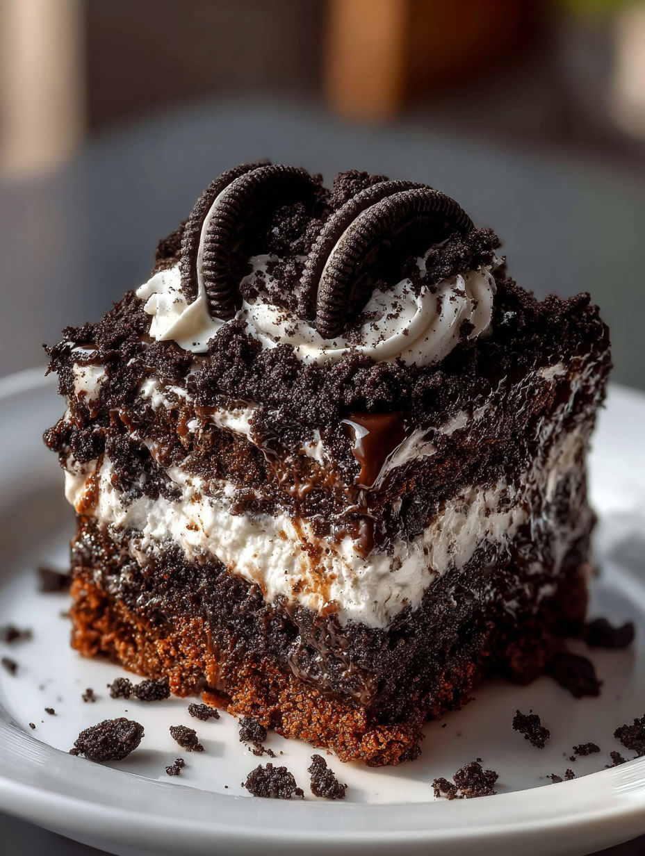 Una porción de tarta Oreo.