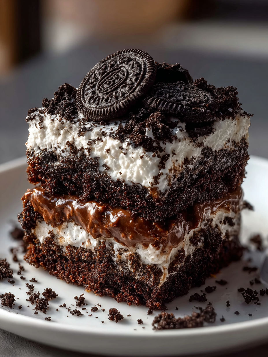 Porción de tarta Oreo.