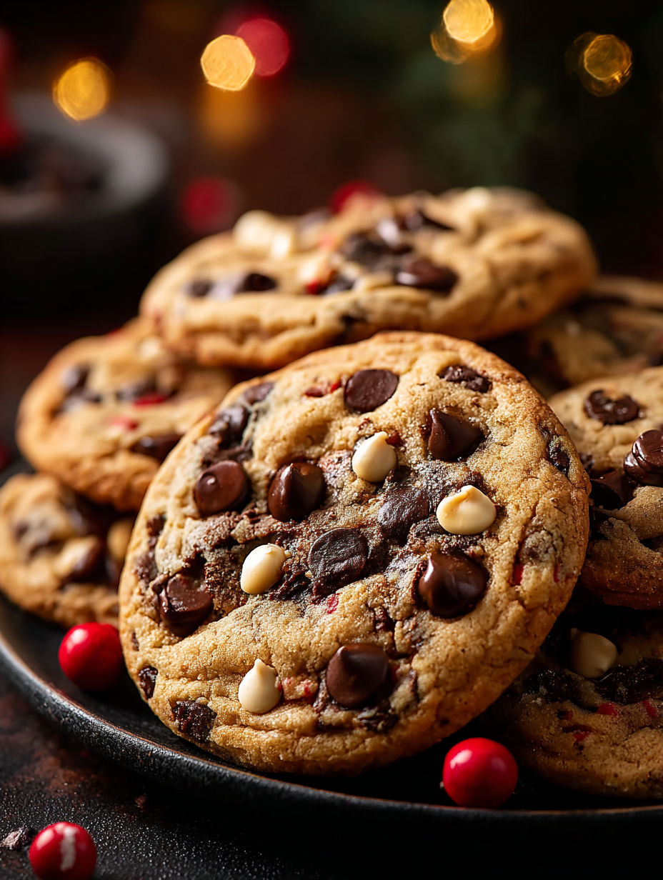 Un plato con galletas de chispas de chocolate.