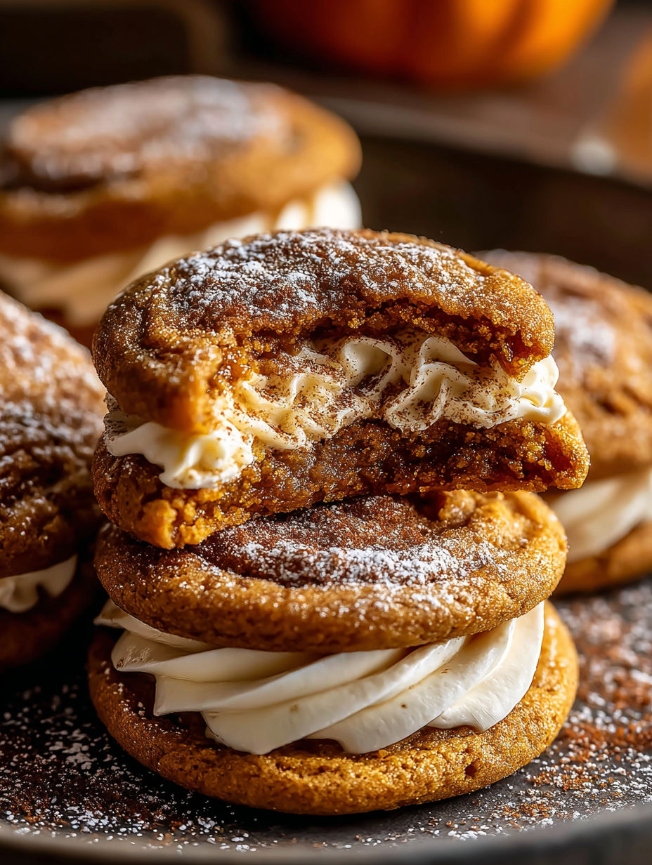 Galletas de queso y calabaza con glaseado blanco.