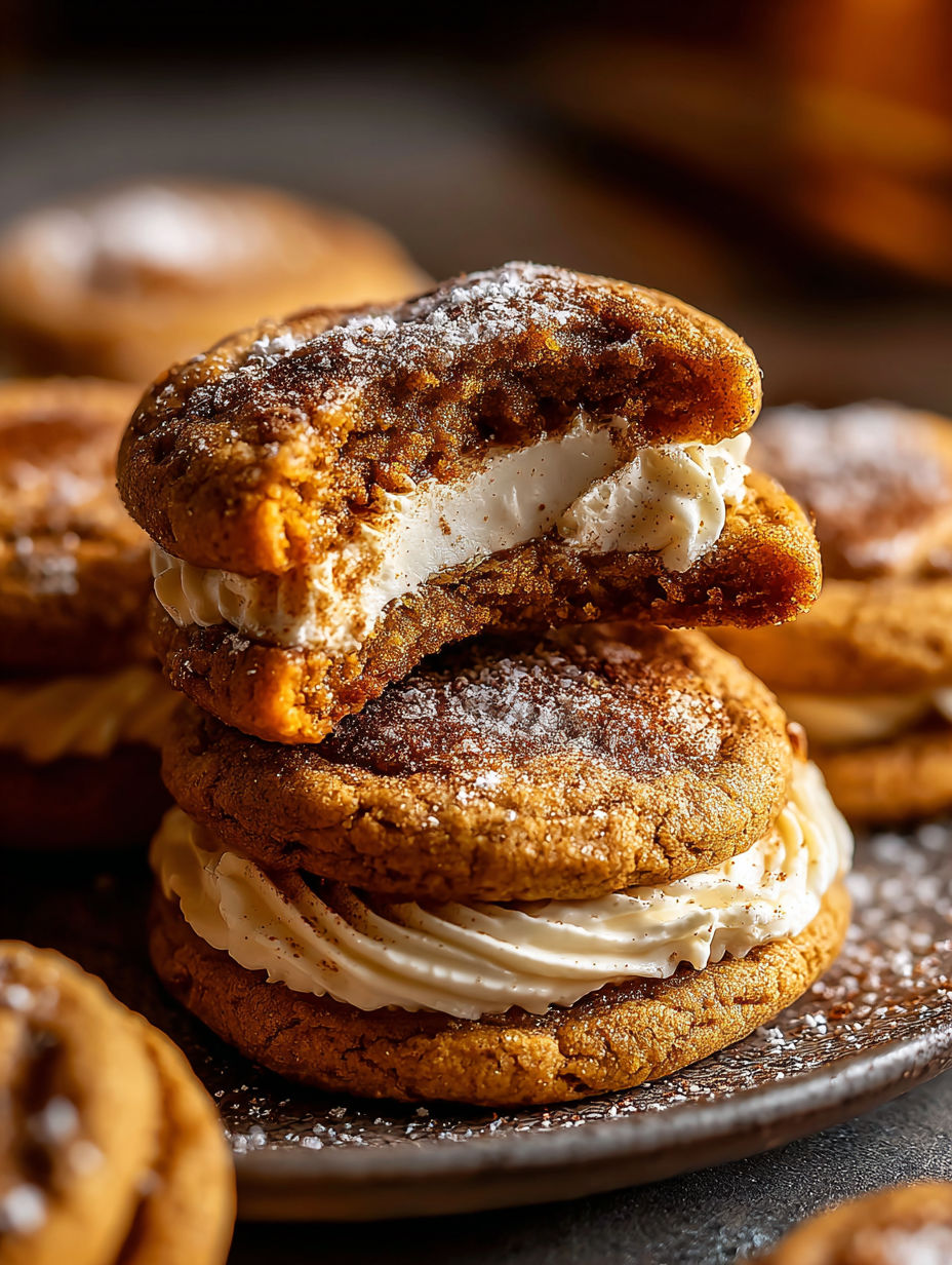 Galletas de queso y calabaza servidas en plato.